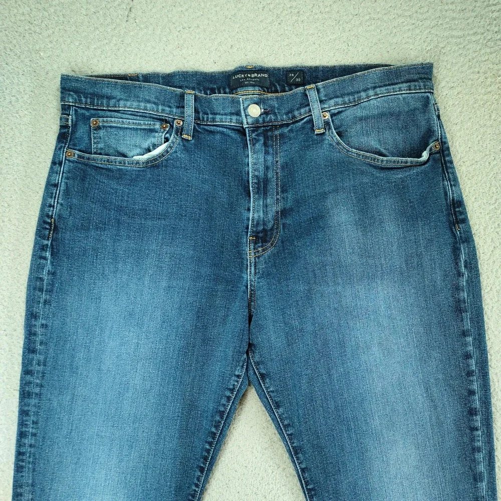 Lucky Brand 121 Heritage Slim Jeans Mens 38x30 Blue Medium Wash Stretch Denim